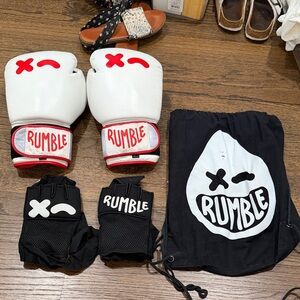 White and Red Boxing Gloves Set